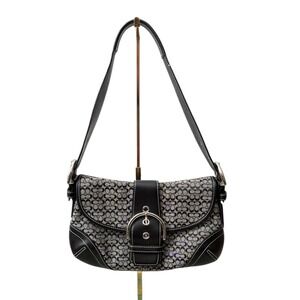 Coach Y2K Soho Signature Flap Bag Black Grey Jacquard Shoulder Bag 6818 Purse